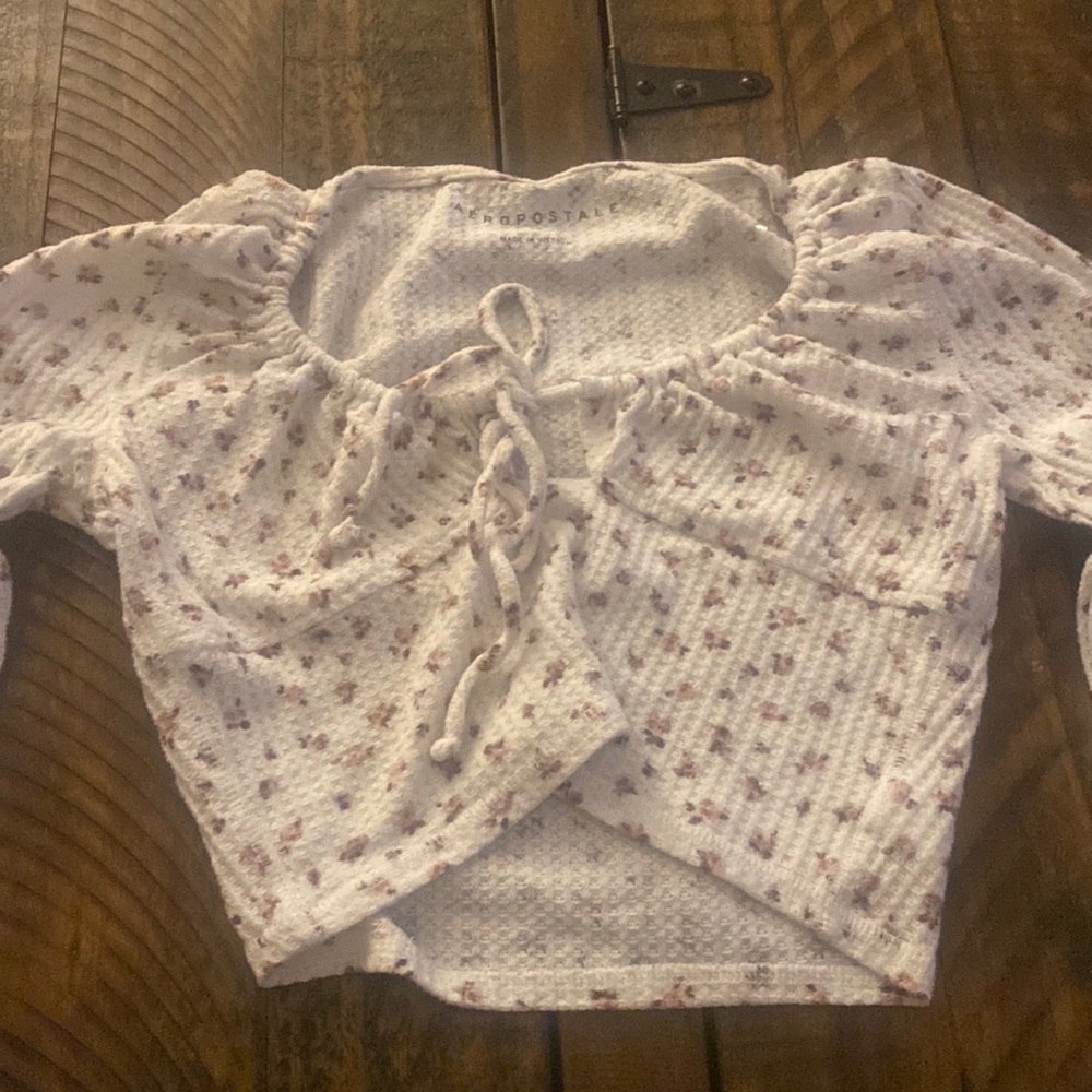 Cropped long sleeve shirt 64% polyester